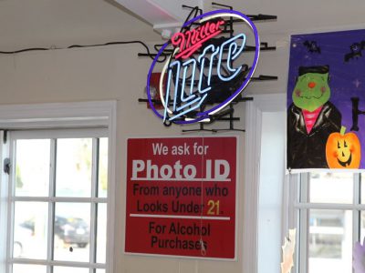 Tony's Pier Restaurant inside neon sign