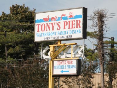 Tony's Pier Restaurant street sign